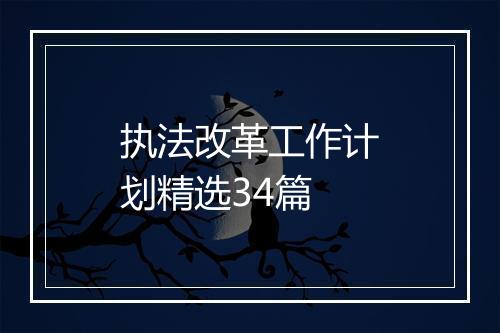 执法改革工作计划精选34篇