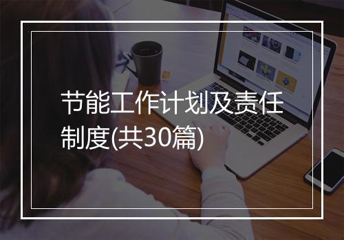 节能工作计划及责任制度(共30篇)