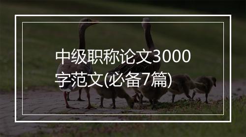 中级职称论文3000字范文(必备7篇)