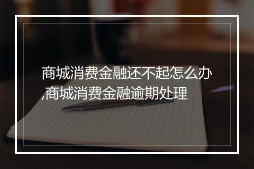 商城消费金融还不起怎么办,商城消费金融逾期处理