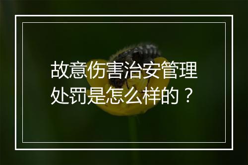故意伤害治安管理处罚是怎么样的？