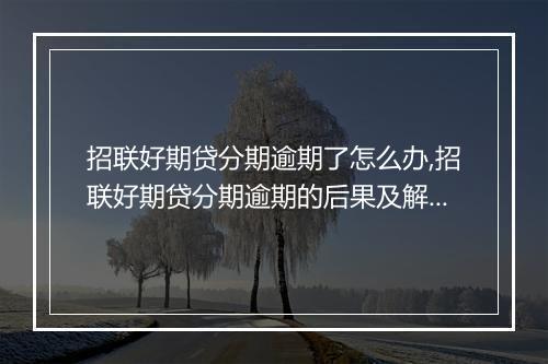 招联好期贷分期逾期了怎么办,招联好期贷分期逾期的后果及解决