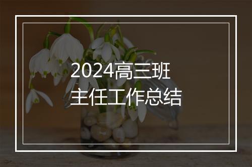 2024高三班主任工作总结