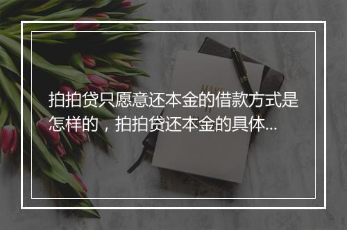拍拍贷只愿意还本金的借款方式是怎样的，拍拍贷还本金的具体操作流程