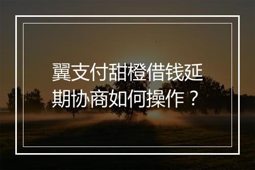 翼支付甜橙借钱延期协商如何操作？