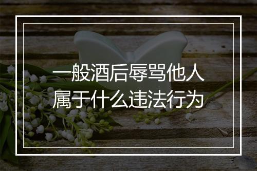 一般酒后辱骂他人属于什么违法行为