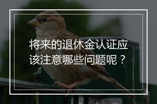 将来的退休金认证应该注意哪些问题呢？