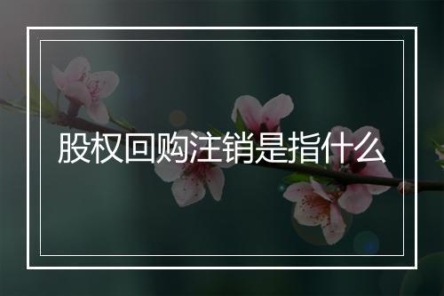 股权回购注销是指什么