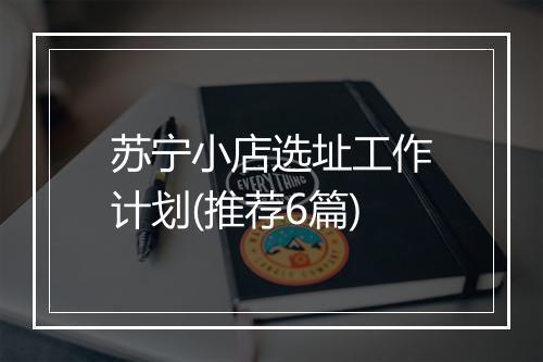 苏宁小店选址工作计划(推荐6篇)