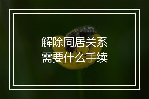 解除同居关系需要什么手续