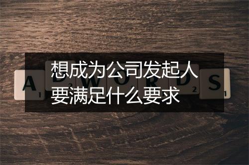 想成为公司发起人要满足什么要求