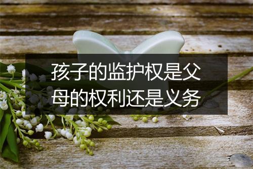 孩子的监护权是父母的权利还是义务