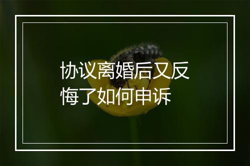 协议离婚后又反悔了如何申诉