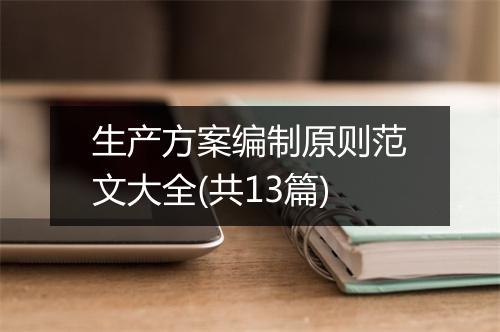 生产方案编制原则范文大全(共13篇)