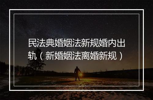 民法典婚姻法新规婚内出轨（新婚姻法离婚新规）