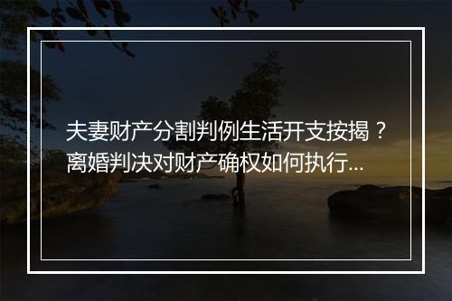 夫妻财产分割判例生活开支按揭？离婚判决对财产确权如何执行？