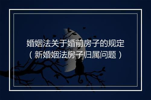 婚姻法关于婚前房子的规定（新婚姻法房子归属问题）