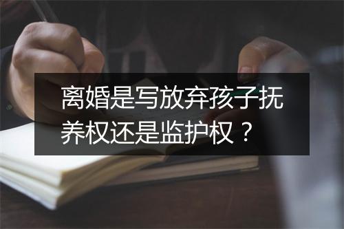离婚是写放弃孩子抚养权还是监护权？