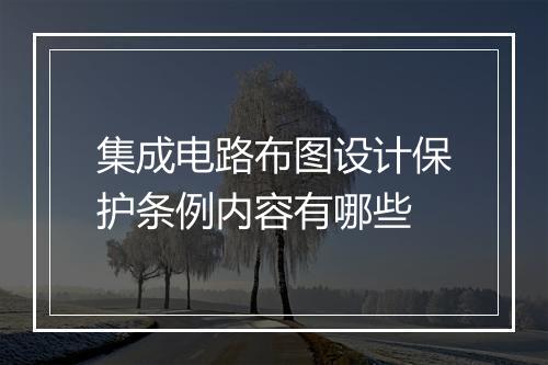 集成电路布图设计保护条例内容有哪些