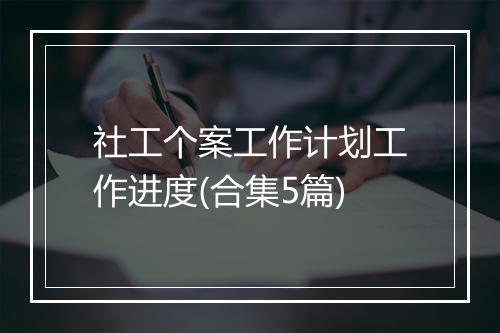 社工个案工作计划工作进度(合集5篇)