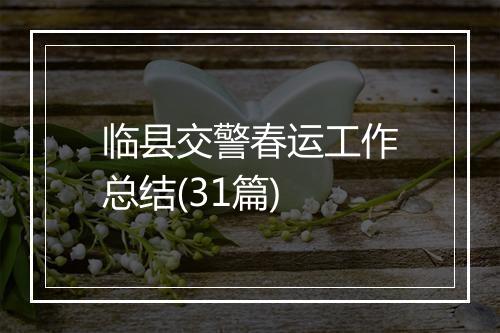临县交警春运工作总结(31篇)