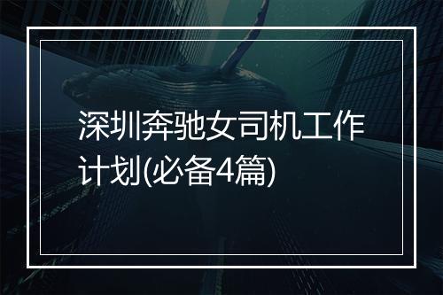 深圳奔驰女司机工作计划(必备4篇)