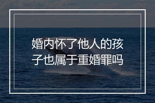 婚内怀了他人的孩子也属于重婚罪吗