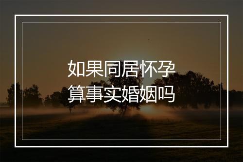 如果同居怀孕算事实婚姻吗