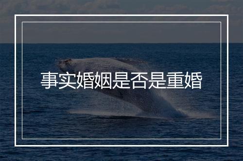 事实婚姻是否是重婚