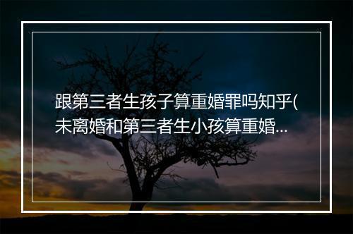 跟第三者生孩子算重婚罪吗知乎(未离婚和第三者生小孩算重婚罪吗)