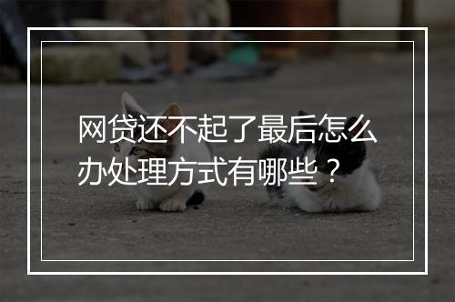 网贷还不起了最后怎么办处理方式有哪些？