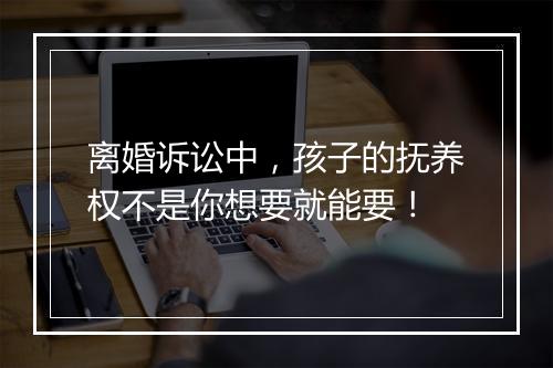 离婚诉讼中，孩子的抚养权不是你想要就能要！