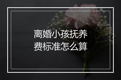 离婚小孩抚养费标准怎么算