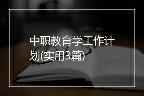中职教育学工作计划(实用3篇)