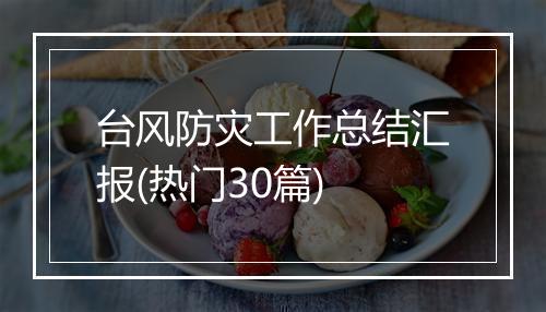 台风防灾工作总结汇报(热门30篇)
