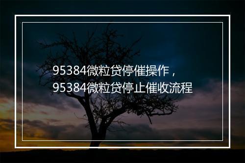 95384微粒贷停催操作 ,95384微粒贷停止催收流程