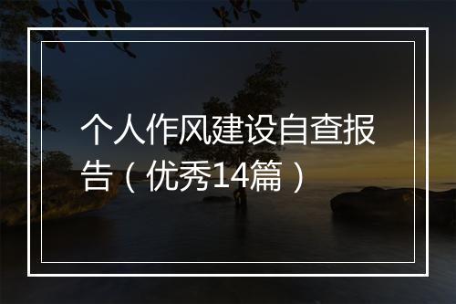 个人作风建设自查报告（优秀14篇）