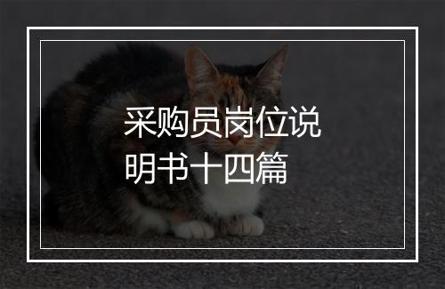 采购员岗位说明书十四篇