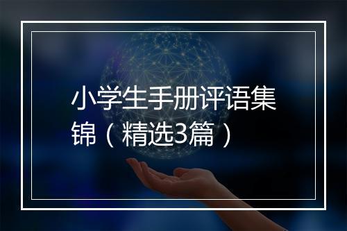 小学生手册评语集锦（精选3篇）