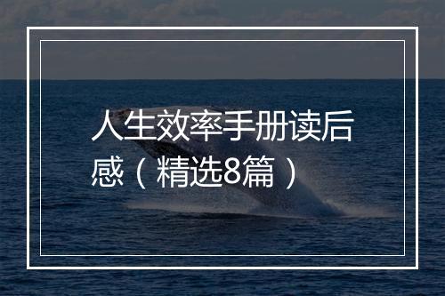 人生效率手册读后感（精选8篇）