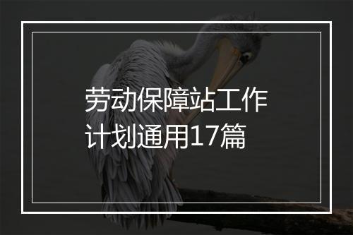 劳动保障站工作计划通用17篇