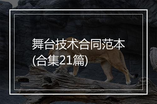 舞台技术合同范本(合集21篇)