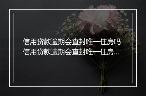 信用贷款逾期会查封唯一住房吗 信用贷款逾期会查封唯一住房吗需要注意什么