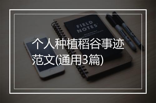 个人种植稻谷事迹范文(通用3篇)