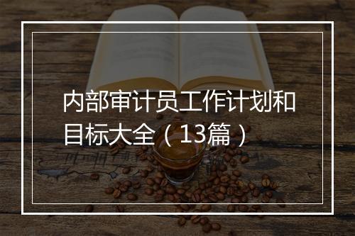 内部审计员工作计划和目标大全（13篇）