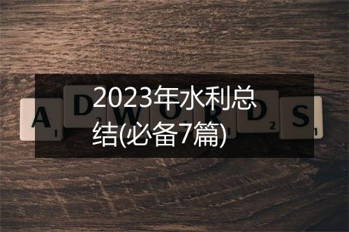 2023年水利总结(必备7篇)