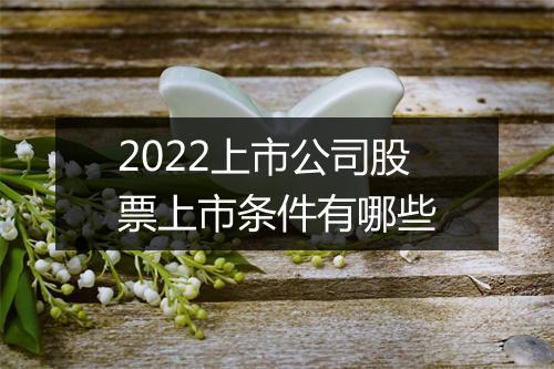2022上市公司股票上市条件有哪些