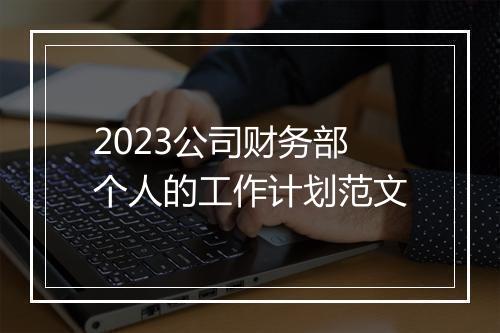 2023公司财务部个人的工作计划范文