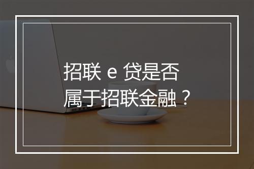 招联 e 贷是否属于招联金融？