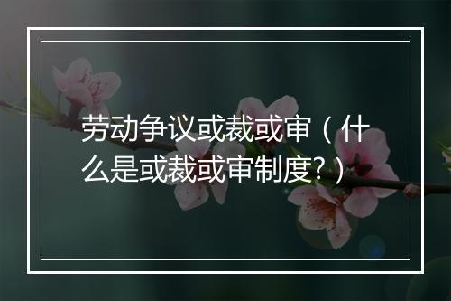 劳动争议或裁或审（什么是或裁或审制度?）